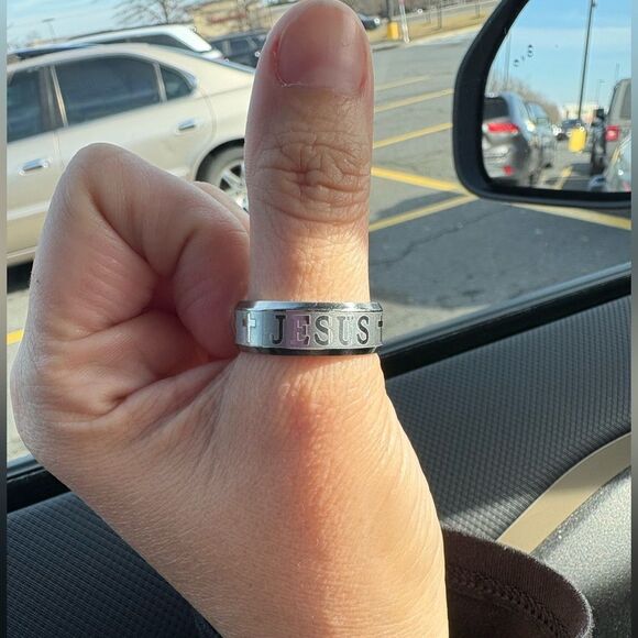 Stainless Steel Mens’ “Jesus” Ring - Picture 2 of 6